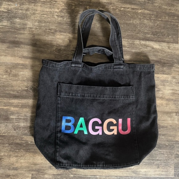 BAGGU Handbags - BAGGU Black Tote with Rainbow Logo